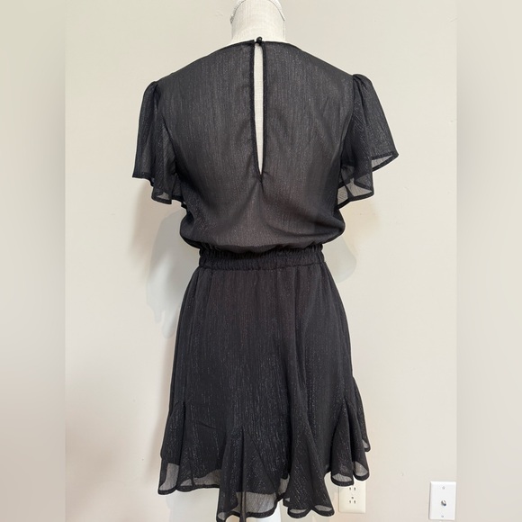 Mi Ami Sheer Metalic & Black Mini Dress, Size Medium - Picture 6 of 15